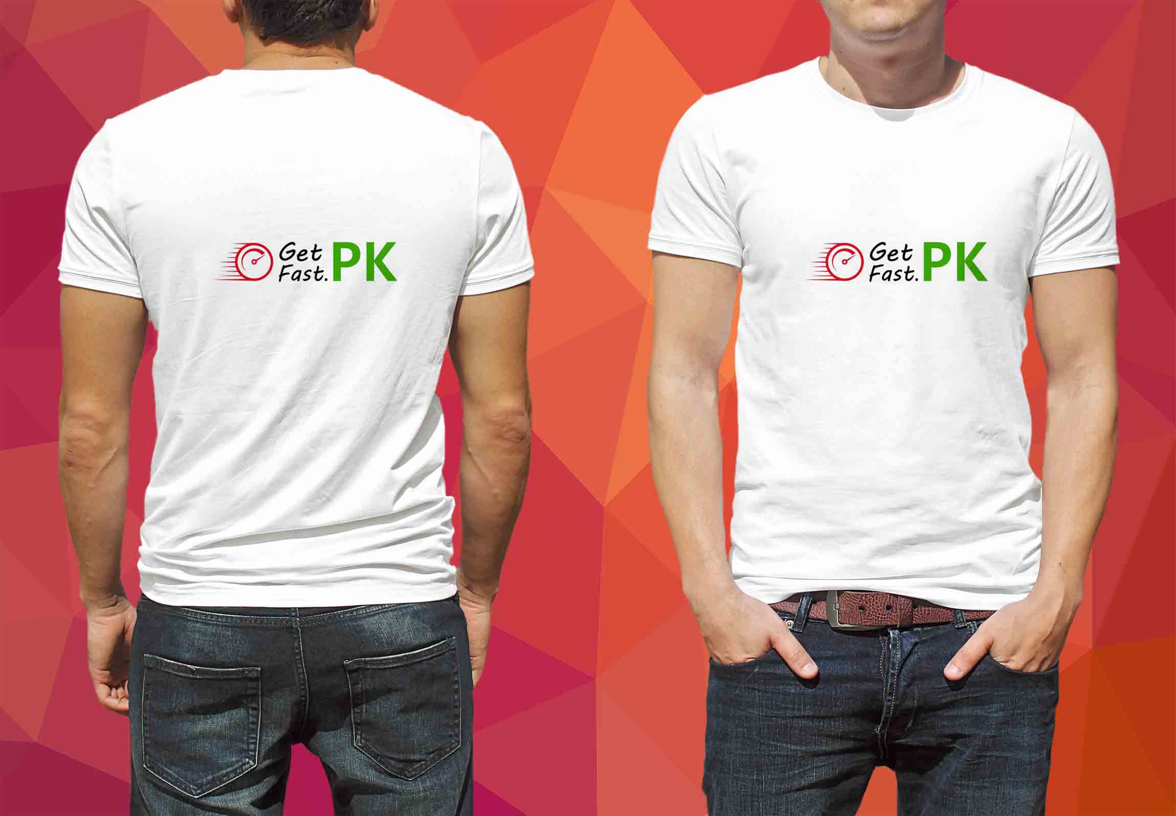 Custom Front Back Printing on T-shirt on white color - GetFast.Pk