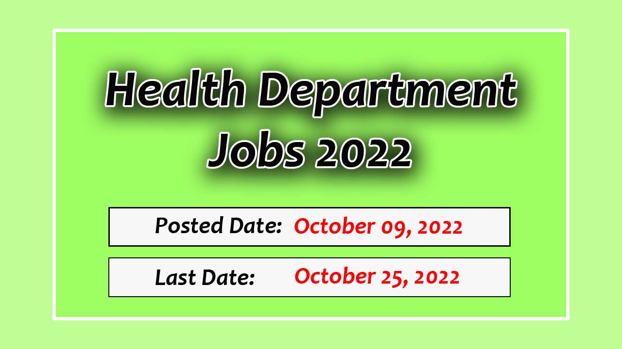 Health Department Jobs 2022