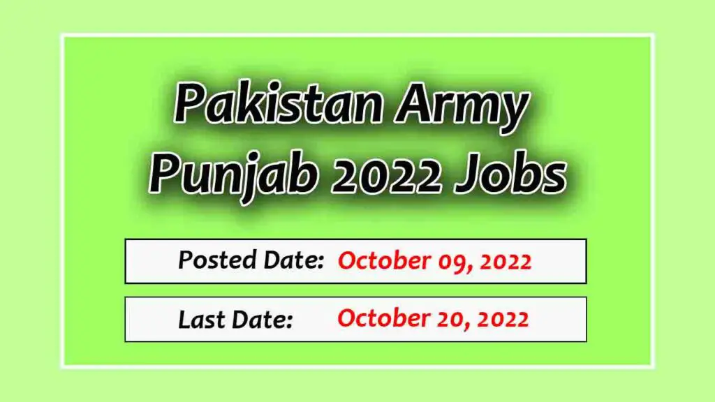 Pakistan Army Punjab 2022 Jobs
