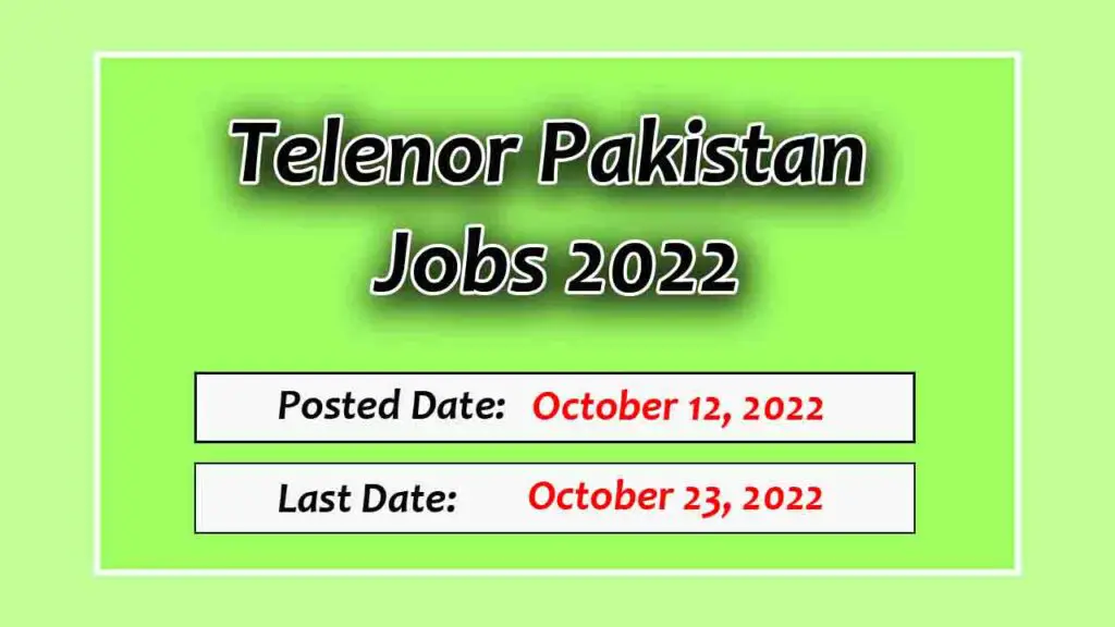Telenor Pakistan Jobs 2022