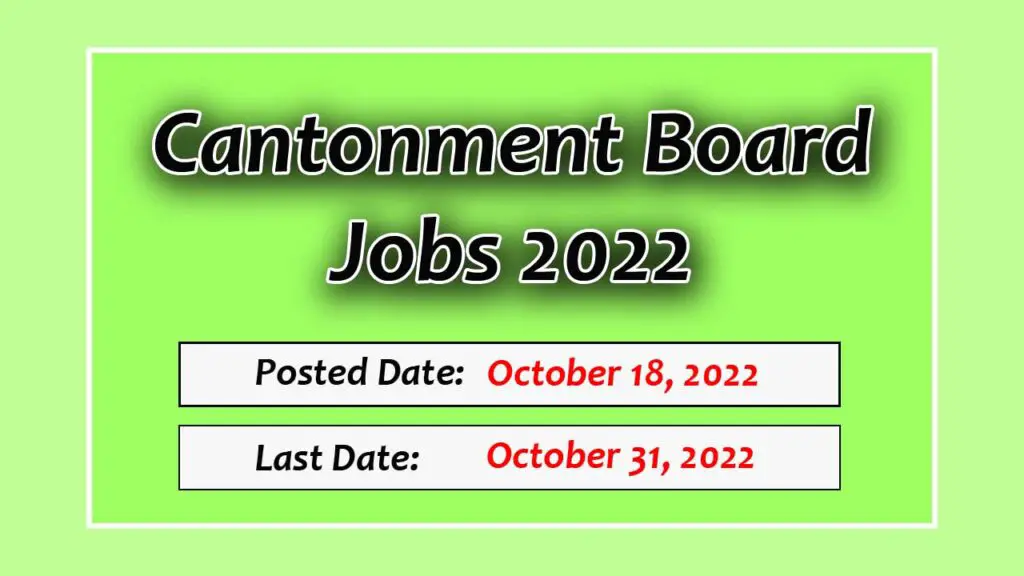 Today Jobs in Pakistan 2022 – Cantonment Board Jobs 2022