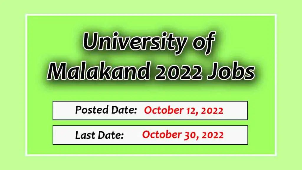 University of Malakand 2022 Jobs