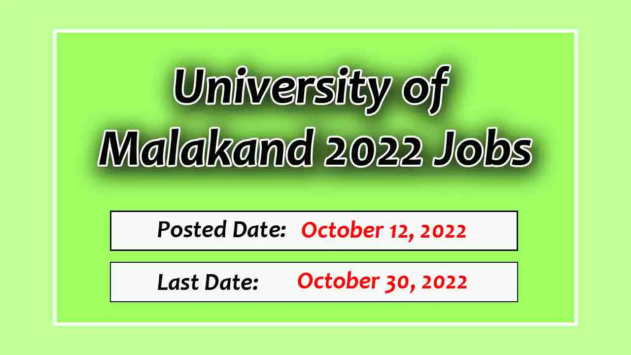 University of Malakand 2022 Jobs