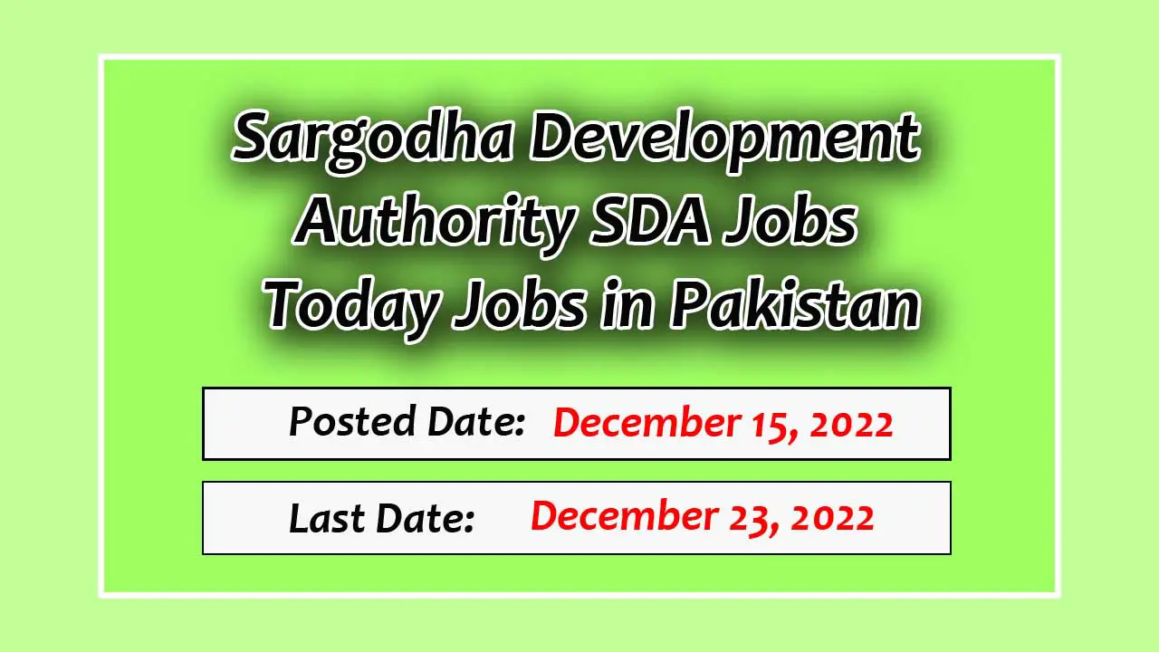Sargodha Development Authority SDA Jobs | Today Jobs in Pakistan