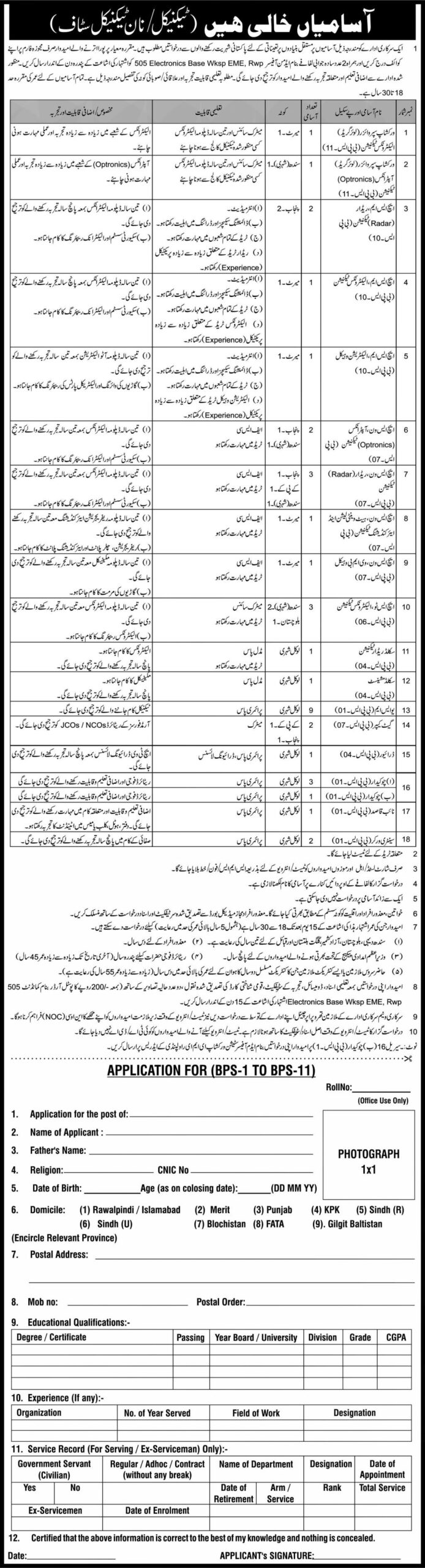 Join Pak Army Civilian Jobs