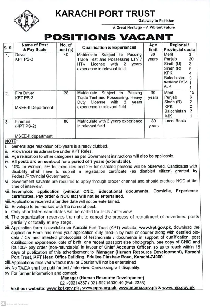Port Trust KPT Sindh 2023 Jobs 