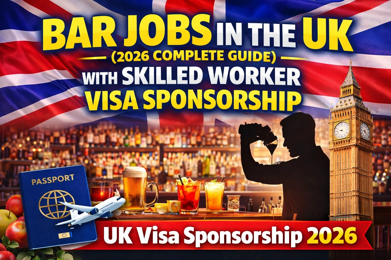 Bar Jobs in the UK with Skilled Worker Visa Sponsorship