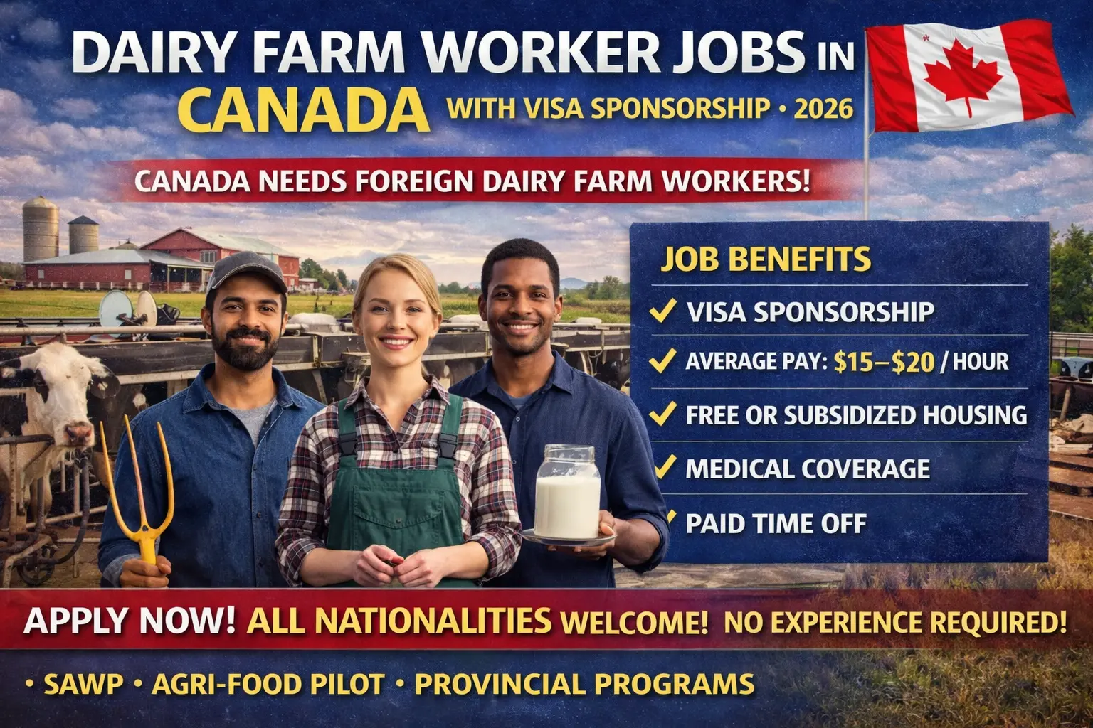 Dairy Farm Worker Jobs in Canada with Visa Sponsorship