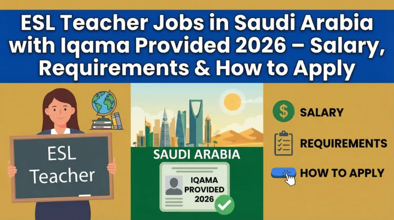 ESL Teacher Jobs in Saudi Arabia with Iqama Provided 2026 – Salary, Requirements & How to Apply