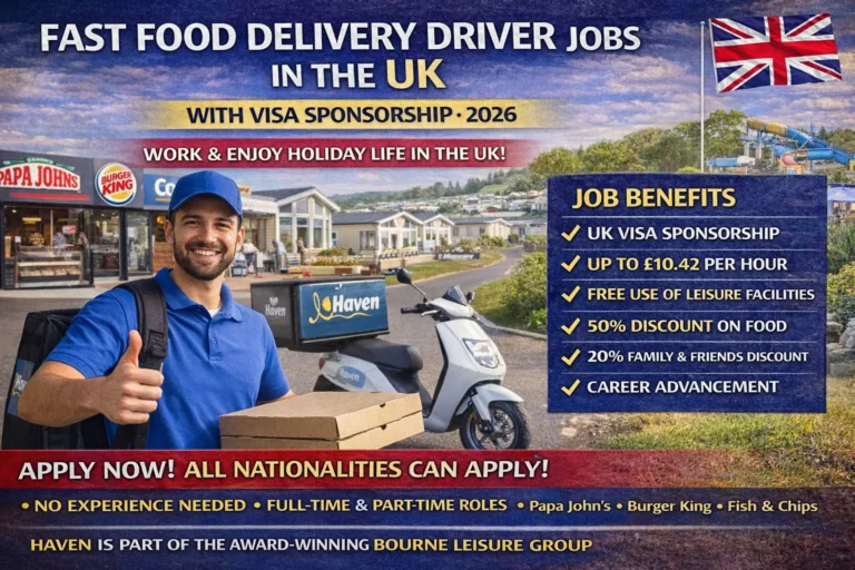 Fast Food Delivery Driver Jobs at Bourne Leisure (Haven) UK with Visa Sponsorship