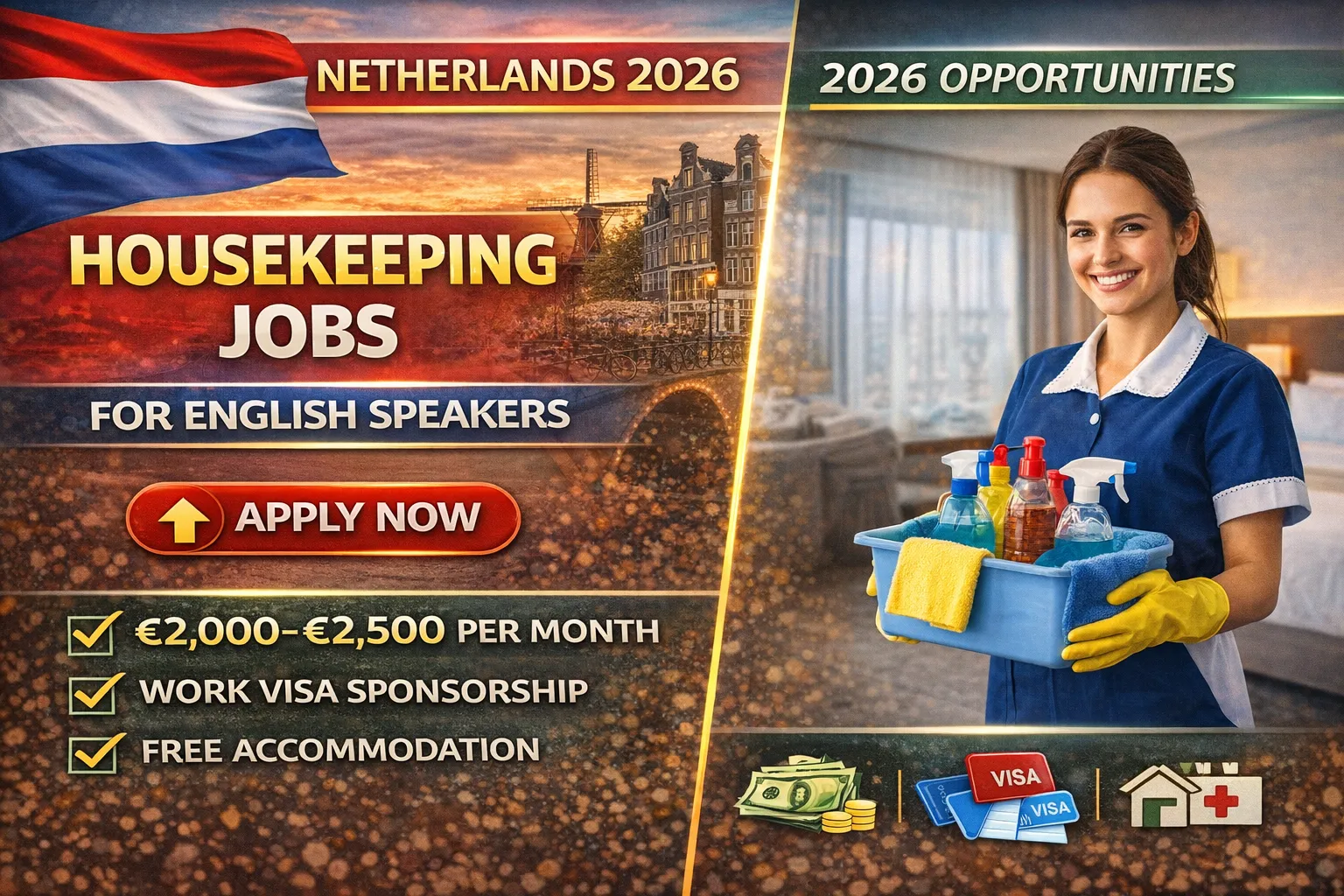 Housekeeping Jobs in Netherlands 2026 for English Speakers