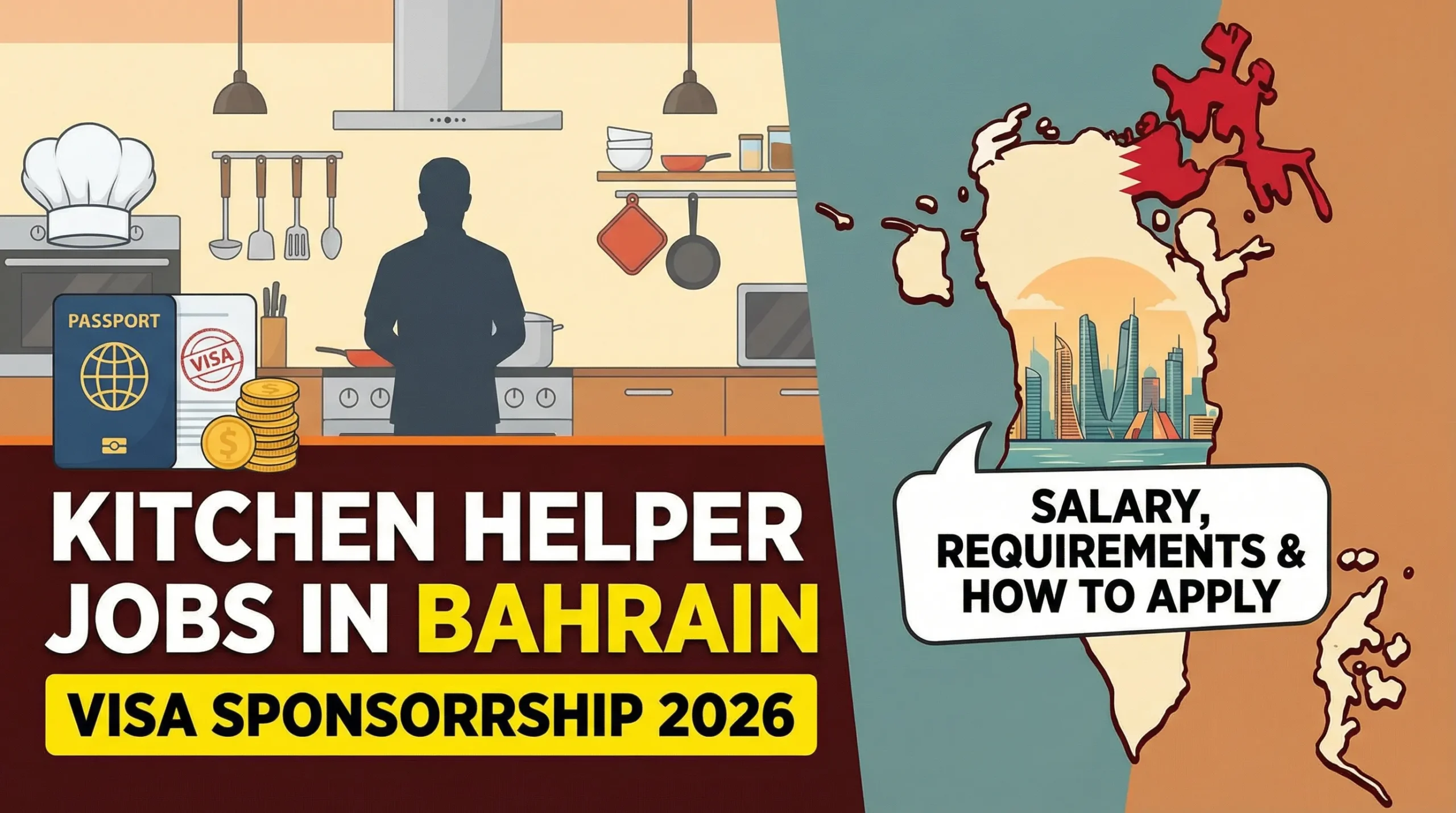 Kitchen Helper Jobs in Bahrain with Visa Sponsorship 2026 – Salary, Requirements & How to Apply