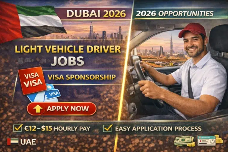 Light Vehicle Driver Jobs in Dubai 2026 With Visa Sponsorship