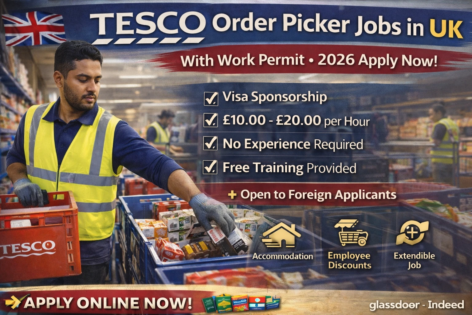 Order Picker Jobs at Tesco Supermarket (UK) with Work Permit
