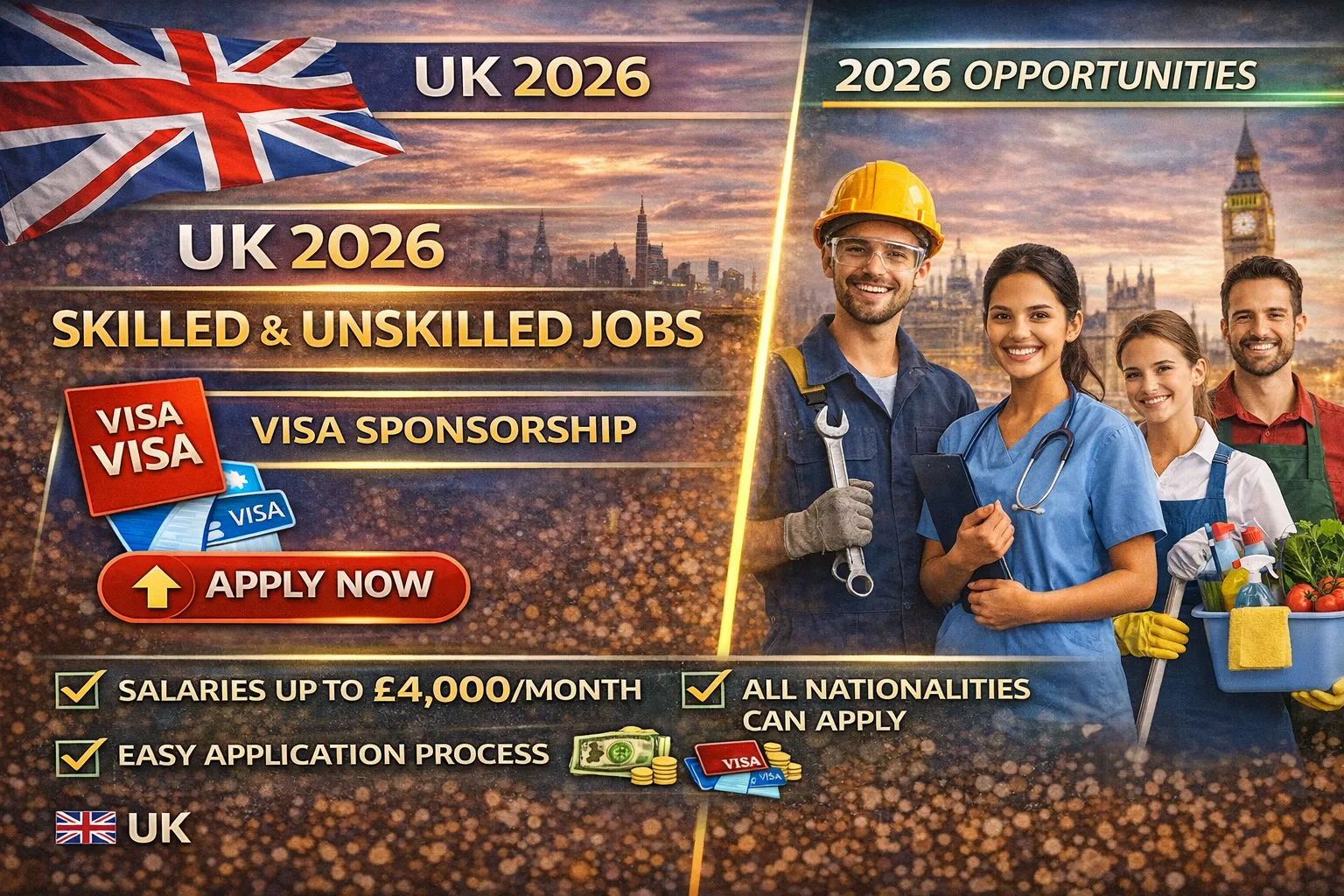 UK Skilled and Unskilled Jobs 2026 With Visa Sponsorship