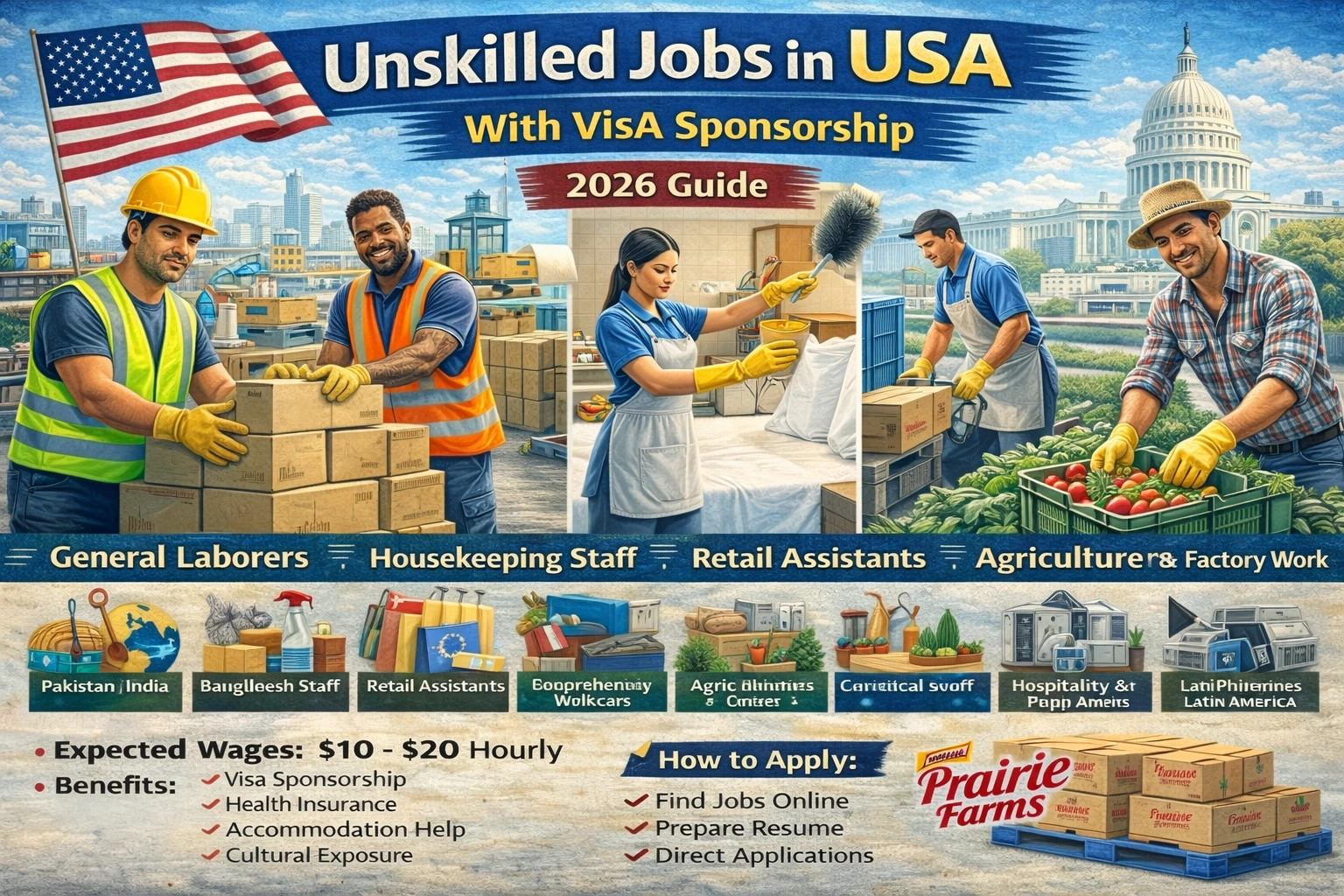 Unskilled Jobs in the USA With Visa Sponsorship