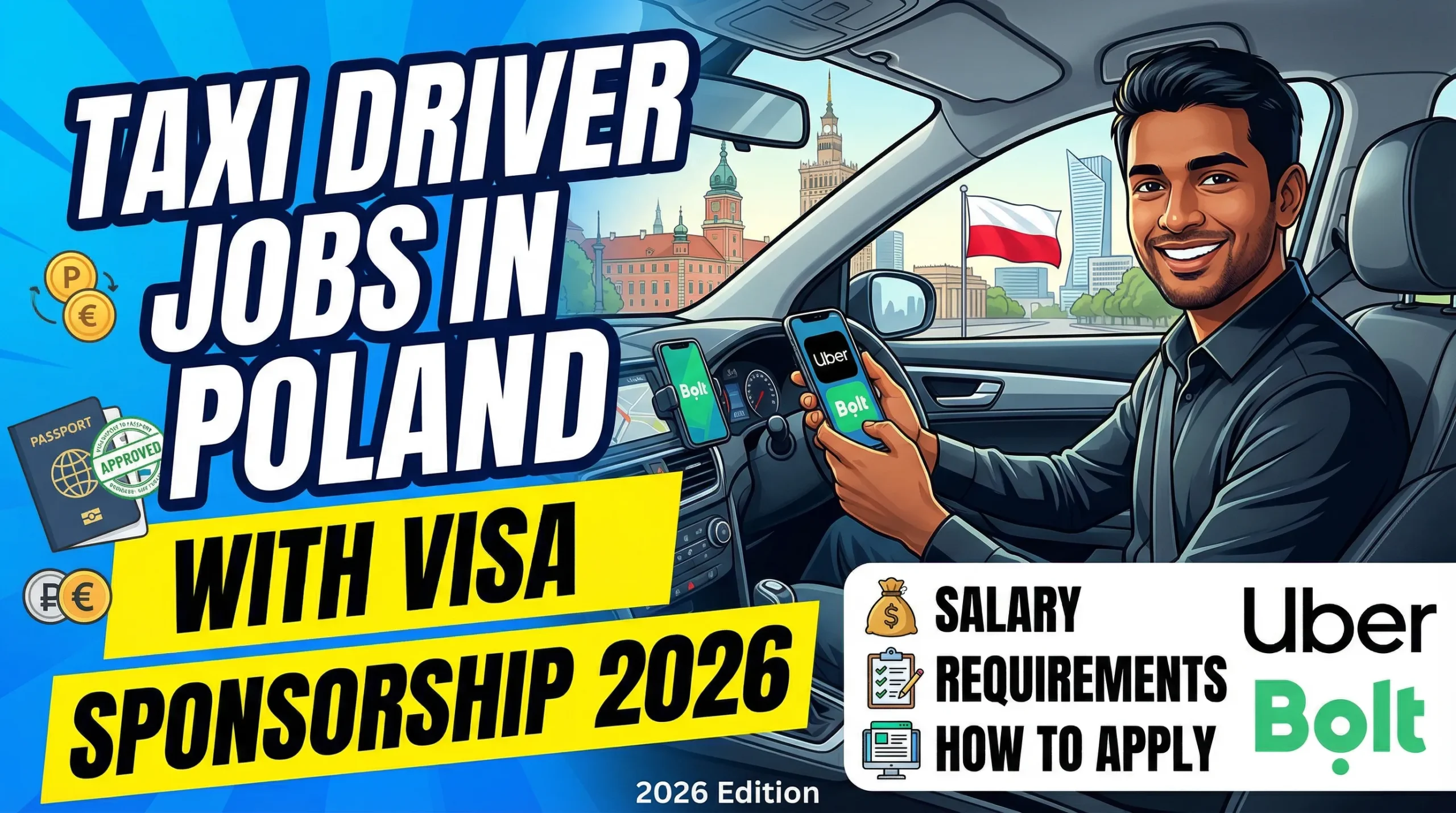 Taxi Driver (Uber & Bolt) Jobs in Poland with Visa Sponsorship 2026 – Salary, Requirements & How to Apply