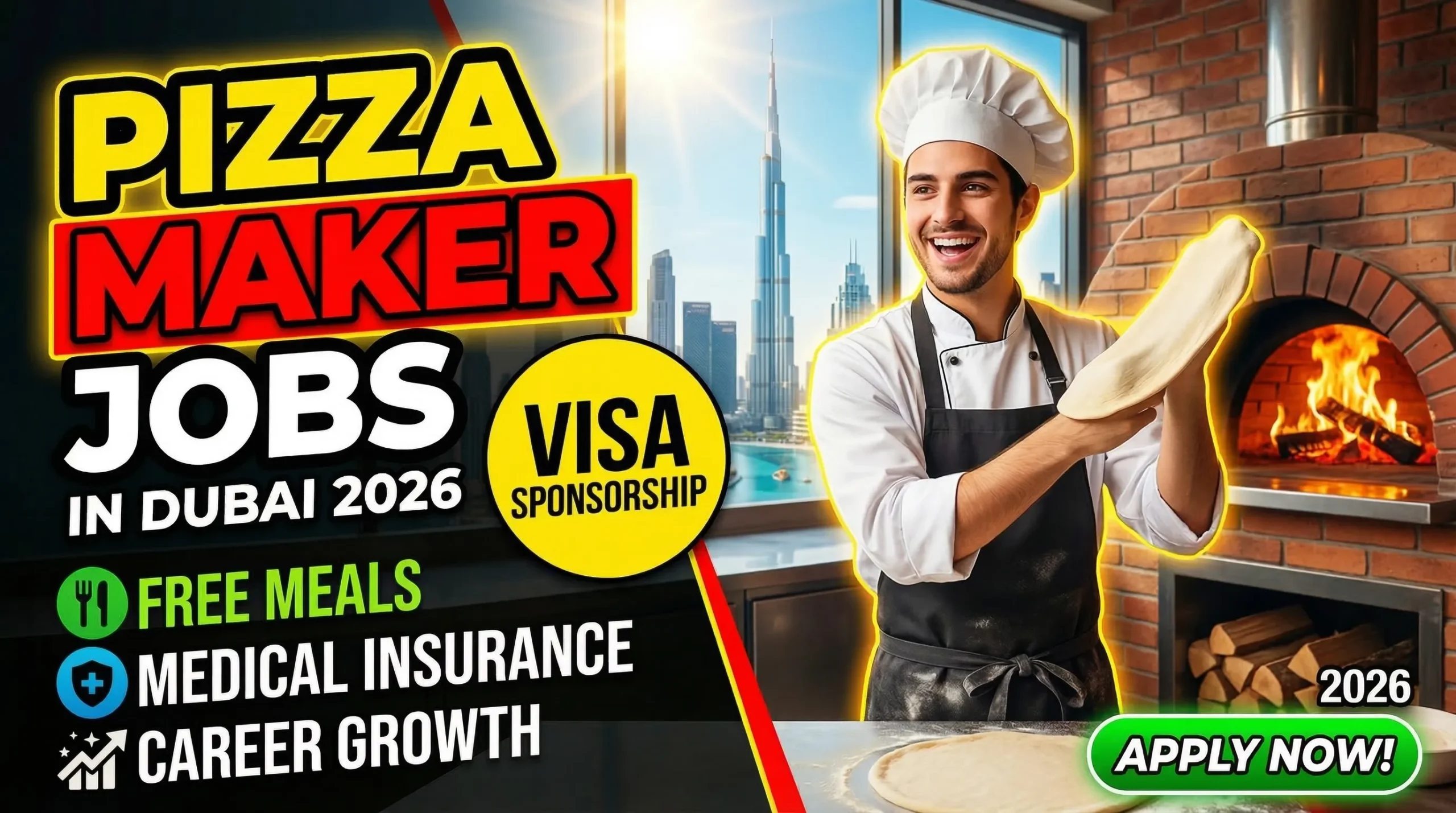 Pizza Maker Jobs in Dubai with Visa Sponsorship 2026 – Free Meals, Medi cal Insurance, and Career Growth