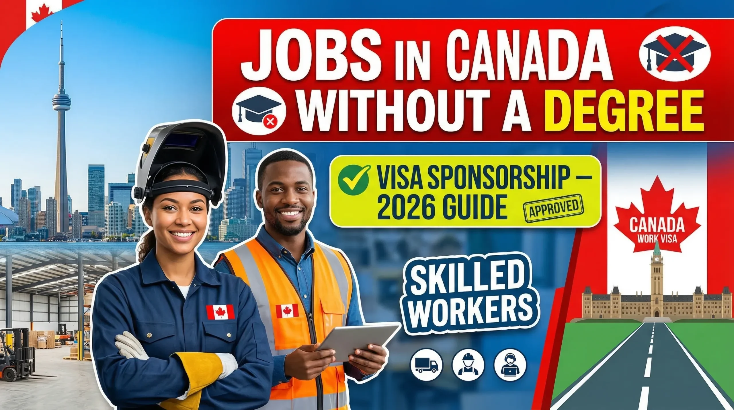 Jobs in Canada Without a Degree with Visa Sponsorship – 2026 Guide for Skilled Workers